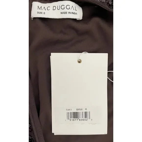 Mac Duggal 5441 Brown & Black Embellished‎ Cap Sleeve Dress Size 6 $598 - Picture 9 of 9